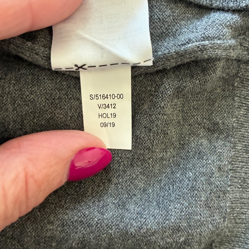 Banana Republic Womens L Gray Cat Glasses Intarsia Cotton Sweater NWT - Picture 7 of 10